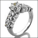 Engagement 1 Ct Round Center Double Rows Cubic Zirconia Cz Ring