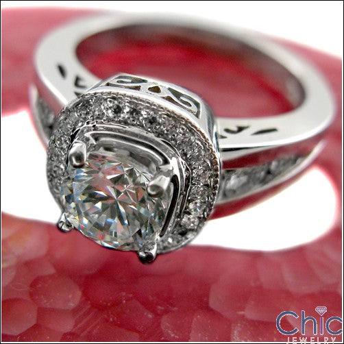 Anniversary Round 1.25 Center Pave Halo Cubic Zirconia Cz Ring