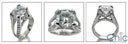 2.5 Round Center Cubic Zirconia Split Pave Shank Milligree 14K White Gold Ring