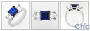 3 Stone 1 Ct . Sapphire Princess Diamond Princess on Cubic Zirconia Cz Ring