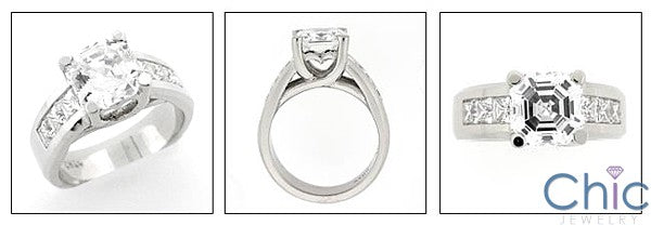 Engagement 2.5 Asscher Cente Channel Princess Cubic Zirconia Cz Ring