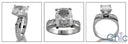 Engagement 2.5 Ct Radiant Cushion Channel Euro Shank Cubic Zirconia Cz Ring