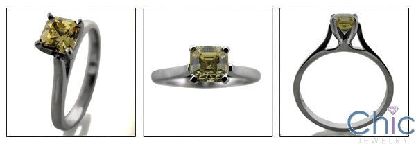 Solitaire .50 Canary Asscher Ca dral Cubic Zirconia Cz Ring