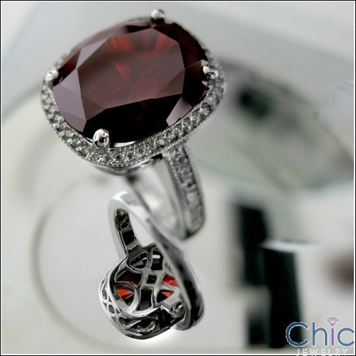 Anniversary 6.5 Oval Garnet Pave Ct Gallery Cubic Zirconia Cz Ring