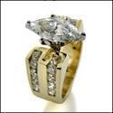 Engagement 3 Ct Marquise Center Channel Cubic Zirconia Cz Ring
