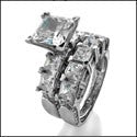 Matching Set 4.7 TCW Princess Ct Wedding Cubic Zirconia Cz Ring