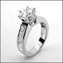 1.75 Round Brilliant Cubic Zirconia Engagement Ring Channel Set Princess Sides 14K White Gold