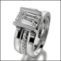 Matching Set 1.25 Elongated Emerald Cubic Zirconia Cz Ring