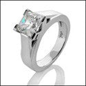 Solitaire 1.5 Princess V Prong Heavy Cubic Zirconia Cz Ring