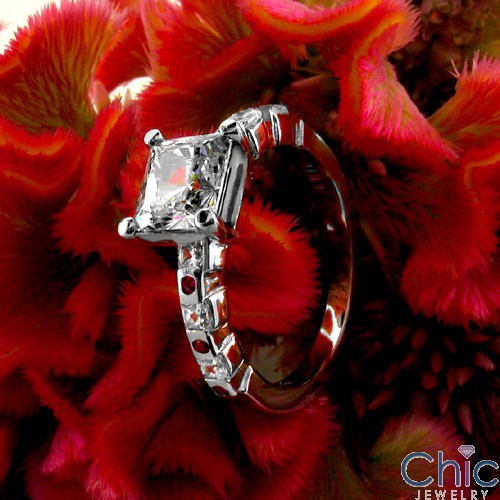 Engagement 1.25 Princess Bezel Ruby Cubic Zirconia Cz Ring