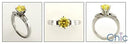 1 Carat Yellow Canary Cubic Zirconia Round Center Channel Baguette Engagement Ring 14K White Gold