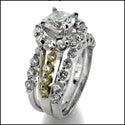 Matching Set 1 Ct Round Center Share Prong 2 Cubic Zirconia Cz Ring