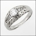 Fine Jewelry 0.40 Round Center Pave Cubic Zirconia Cz Ring