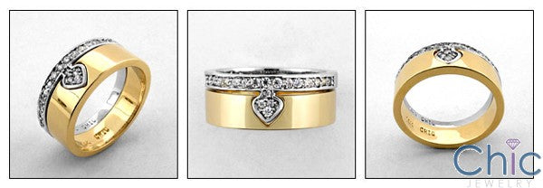 Wedding Two Tone Fitted Anniversary Cubic Zirconia CZ Band 