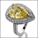 Anniversary 3.5 Pear Canary Cubic Zirconia Cz Ring