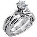 Matching Set 0.85 Round Center Burnished Cubic Zirconia Cz Ring