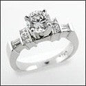 High Quality Round 1 Carat 4 Prong Engagement Ring Channel Sides CZ 14K White Gold