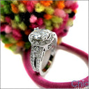 1.25 Oval High Quality Cubic Zirconia Center Halo Pave 14K White Gold Engagement Ring