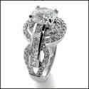 1.75 Round Center Pave Halo Cubic Zirconia Estate Style14k White Gold Cz Ring