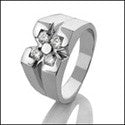 Mens 10.5 MM Wide Cubic Zirconia CZ Wedding Band