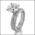 Matching Set 1.5 Round Center Eternity pave Cubic Zirconia Cz Ring