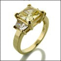 3 Stone Canary Princess 2 Ct Ct Trapezoids Cubic Zirconia Cz Ring