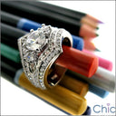 Round 1 Ct Center Channel Set Sides Cubic Zirconia Anniversary 14K White Gold Ring