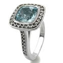 Estate Aquamarine Cushion Halo Cubic Zirconia Cz Ring