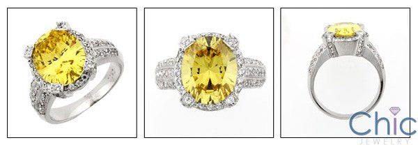 Estate 6 Ct Canary Oval Cubic Zirconia Cz Ring