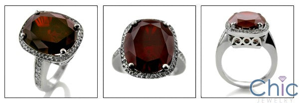 Anniversary 6.5 Oval Garnet Pave Ct Gallery Cubic Zirconia Cz Ring
