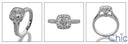 Engagement Half Ct Cushion Bezel Pave Cubic Zirconia Cz Ring