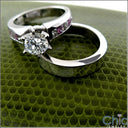 Matching Set 1.5 Round Center Pink Round Channeled Cubic Zirconia Cz Ring
