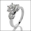 3 Stone 2 Ct Round Center Cubic Zirconia Cz Ring