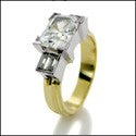 Engagement 2 Ct Radiat Set Horizontal Two Tone Cubic Zirconia Cz Ring