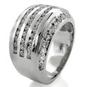 Cubic Zirconia Wedding 12.5 MM Wide Shank Channel Set Round 3 Row CZ 14K White Gold Band