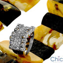 Cubic Zirconia Band Bezel and Pave Set 14k White Gold