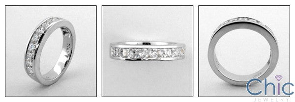 Wedding 4.5 MM Princess Channel Cubic Zirconia 14k White Gold Band