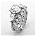 Matching Set 1.75 Round Center Pear Share Prong Fitted Cubic Zirconia Cz Ring