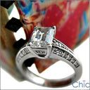 CZ Emerald Cut 1 Ct Pave Cubic Zirconia White Gold 14K Engagement Ring