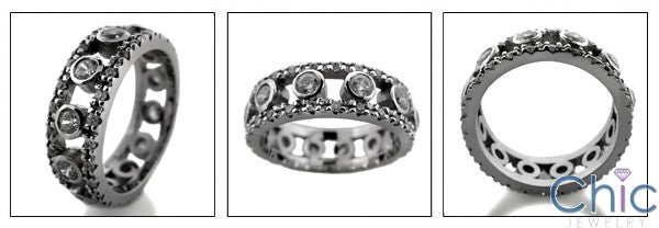 Eternity 1.25 Ct Round in Bezel Pave Cubic Zirconia Cz Ring