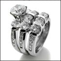 Matching Set 5.5 TCW Round Ct 2 Channel Wedding Cubic Zirconia Cz Ring