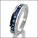 Wedding 1.5 Ct Sapphire Princess in Channel Cubic Zirconia CZ Band 