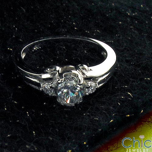 Anniversary Oval 0.75 Ct Center Cubic Zirconia Cz Ring