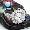 3.5 Cushion Cut Center Halo Cubic Zirconia 14K White Gold Engagement Ring