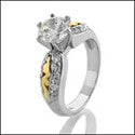 Engagement Brilliant 1 Ct wuth Two Tone Inlay Cubic Zirconia Cz Ring