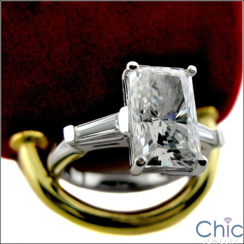 3 Stone 4.25 Ct Radiant Long Baguettes Cubic Zirconia Cz Ring
