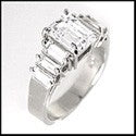 Estate 1.5 Emerald Baguettes Cubic Zirconia Cz Ring