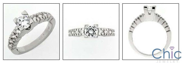 Engagement 1 Round Center Cubic Zirconia Cz Ring