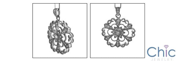 Cubic Zirconia Cz Antique Style Medallion Pendant