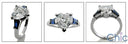 3 Stone 2 Ct Heart Sapphire Baguettes in Channel Cubic Zirconia Cz Ring